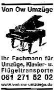 Umzüge - Klaviertransporte - Kunsttransporte - Basel - Schweiz